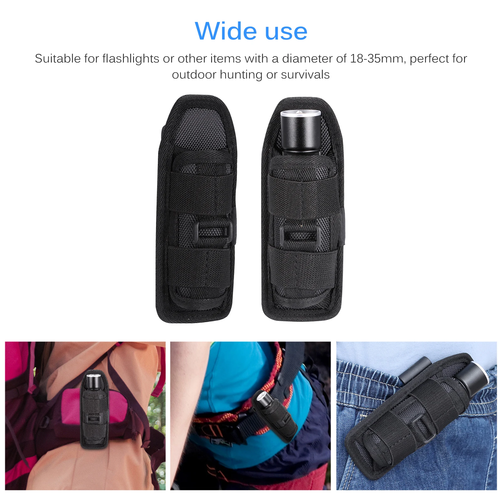 Tactical Flashlight Pouch 360 Degree Holster Rotary Torch Case Belt Torch Bag Durable Hunting Lighting Accessory Survival Kits