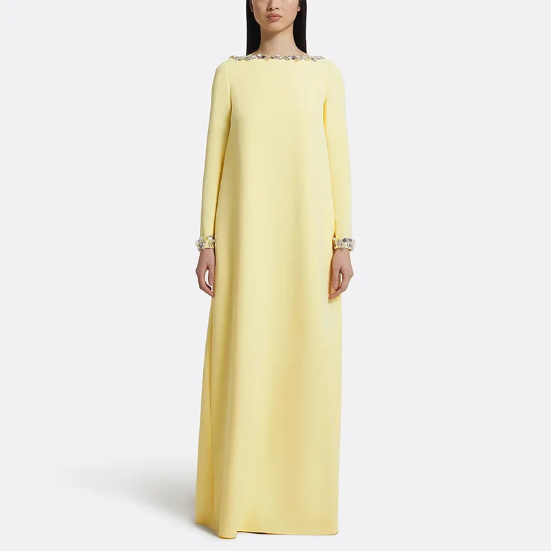 

Celebrity Long Dress European American Fashion Simple Beaded Loose Floor-Length party dresses ropa mujer vestido traf robe soire