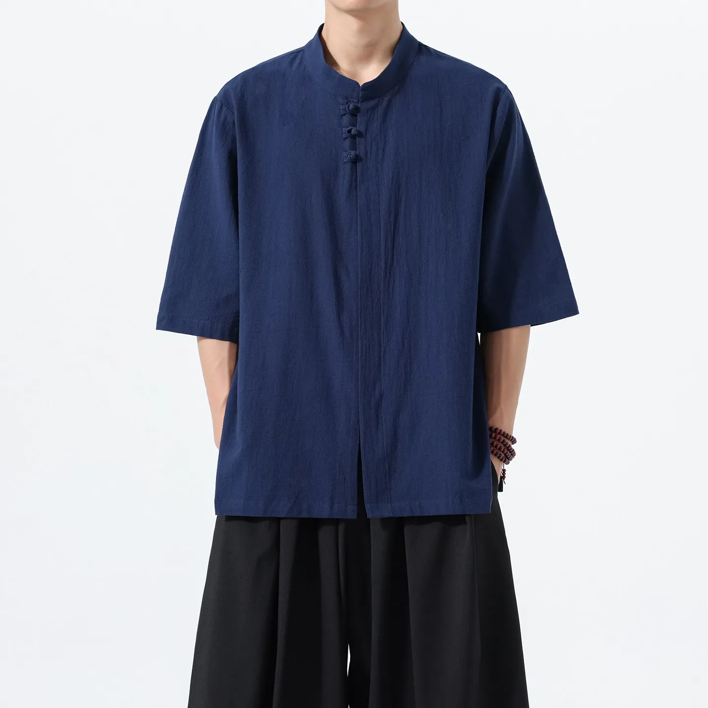 Hot sales Chinese Style Traditional Kung Fu Tai Chi Retro Shirts Tang Suit Men's Comfortable Casual Cotton Breathable Shirts Men