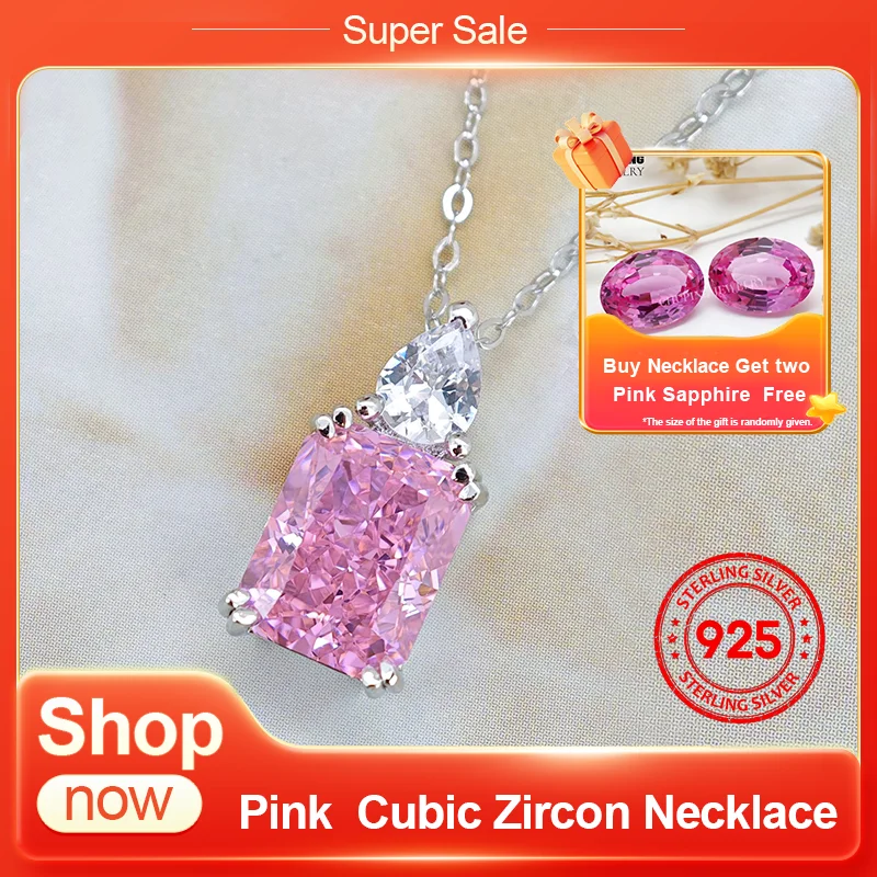 

Chu Ping Fashion Jewelry Pink Crushed Ice Cut Cubic Zircon S925 Necklace For Birthday Surprise or Grownup Gift Lively & Fancy