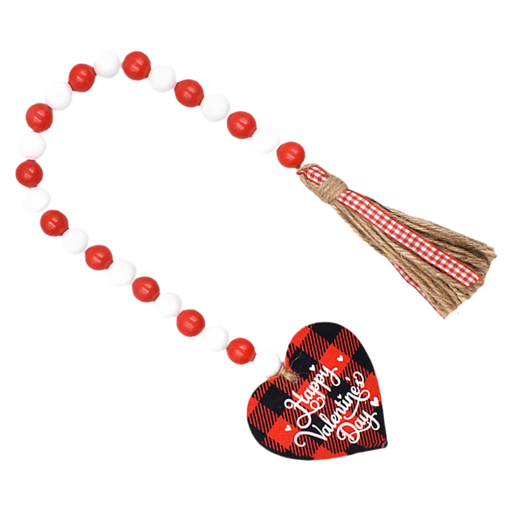 

Wooden Bead Heart Shaped Tassel Wall Hanging Heart Pendant Valentine Decor Romantic Wooden Beads Home Party Store