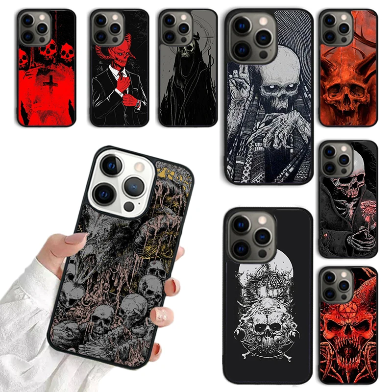 Satanic Scary Skull Phone Case For iPhone 16 15 14 13 12 Mini 11 Pro Max Plus X XS Max XR Cover Shell coque