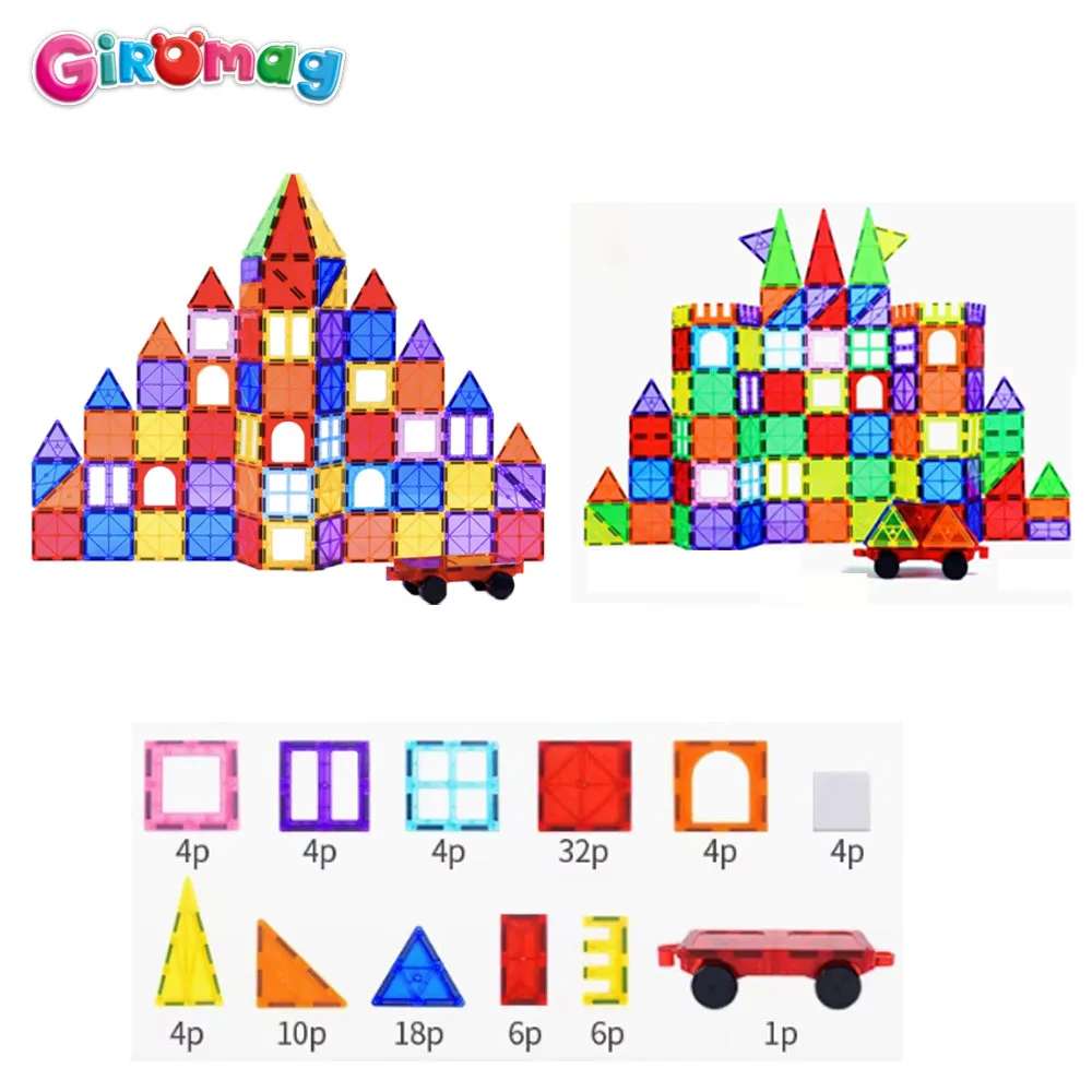 GIROMAG 97 قطعة لوحات البناء المغناطيسية مجموعة البناء الجذعية ألعاب تعليمية هدية للأطفال بنين بنات الذين تتراوح أعمارهم بين 3-12 اللعب الإبداعي