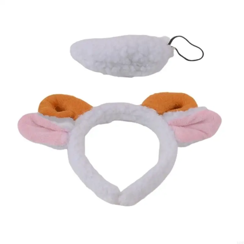 Y3ne Mouton Costume Set Mouton Oreilles Bandon Tail Animal Mouton Cosplames Costumes Mouton Fancy Dishat Accessoires Adultes