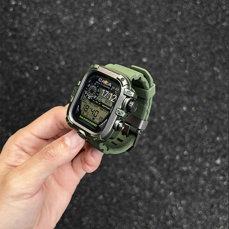 

Armor Metal Case+Strap For Apple Watch 9 8 7 6 5 Se 4 3 HD Glass Drop Resistant Waterproof Protective Cover For iWatch 44mm 45mm