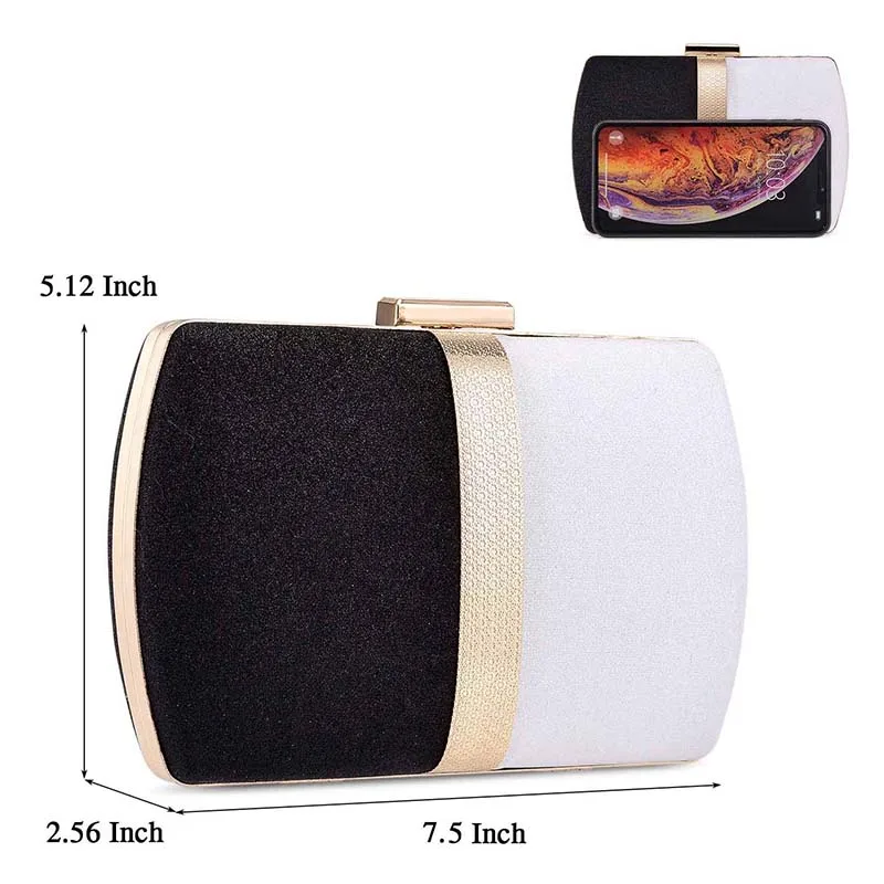 Small Black And White Wedding Clutch For Women Evening Bag Crossbody Bag Wedding Bridal Purse Cocktail Party Prom Pochette Femme