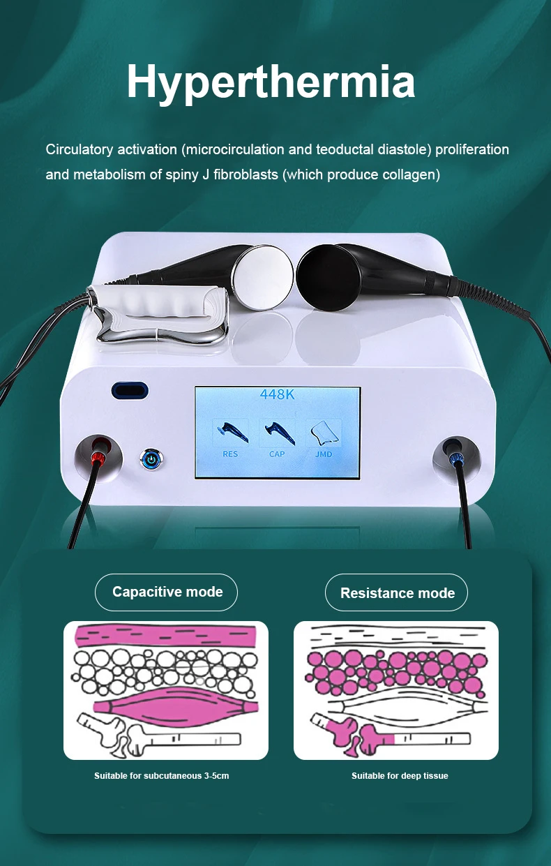 Máquina de fisioterapia CET RET Tecar de 448Khz, cabezal de sonda monopolar Rf portátil, Diatermia Pro de alta radiofrecuencia, pérdida de peso