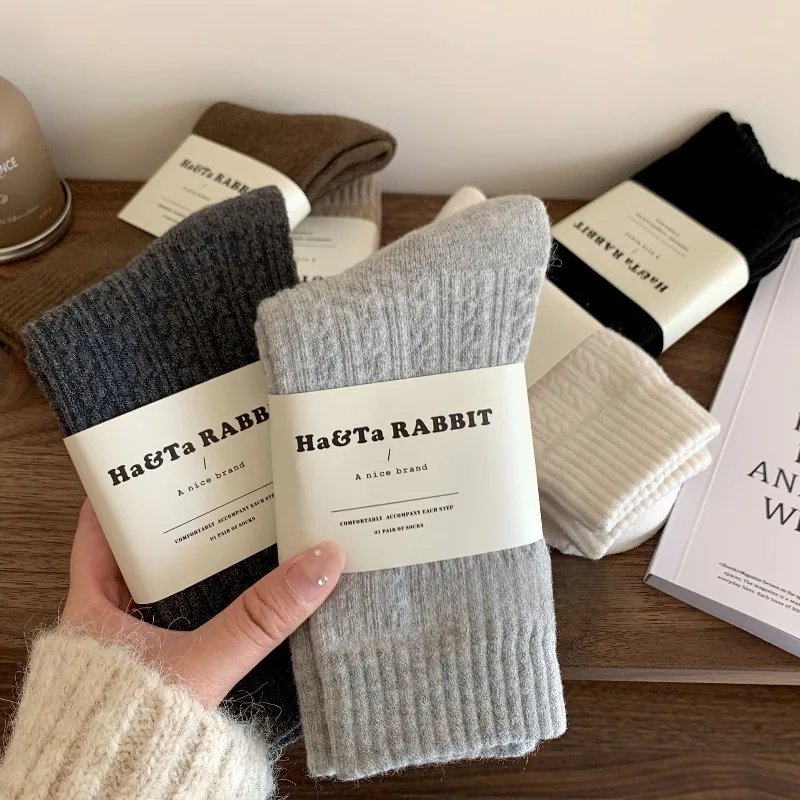 

6 пар мужских осенне-зимних толстых термоносков до середины икры на флисовой подкладке, однотонные повседневные носки для волос, мужские уютные носки высокого качества