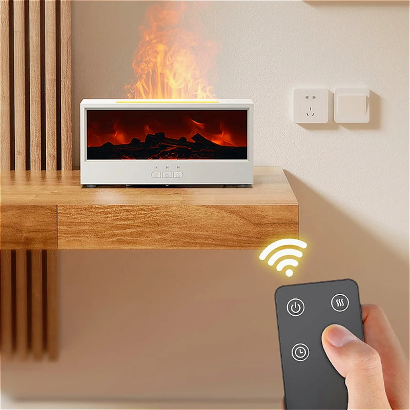 Humidificateur d'huiles essentielles avec lumière LED, télécommande, diffuseur de cheminée simulé de Type C, Rechargeable pour la maison, cadeau créatif