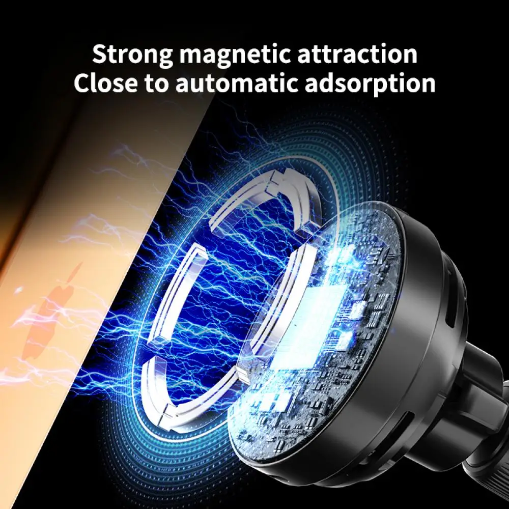 Magnetisches 25W Kabelloses Auto-Ladegerät Lüftungshalterung mit RGB-Ambientebeleuchtung für iPhone 17 16 Pro Max 15 14 13 – Detail 9