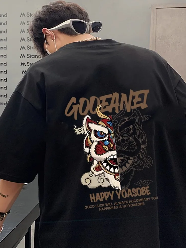 

Мужская футболка свободного кроя с коротким рукавом и круглым вырезом, с принтом, повседневная, летняя, модная, брендовая, оверсайз, в американском стиле