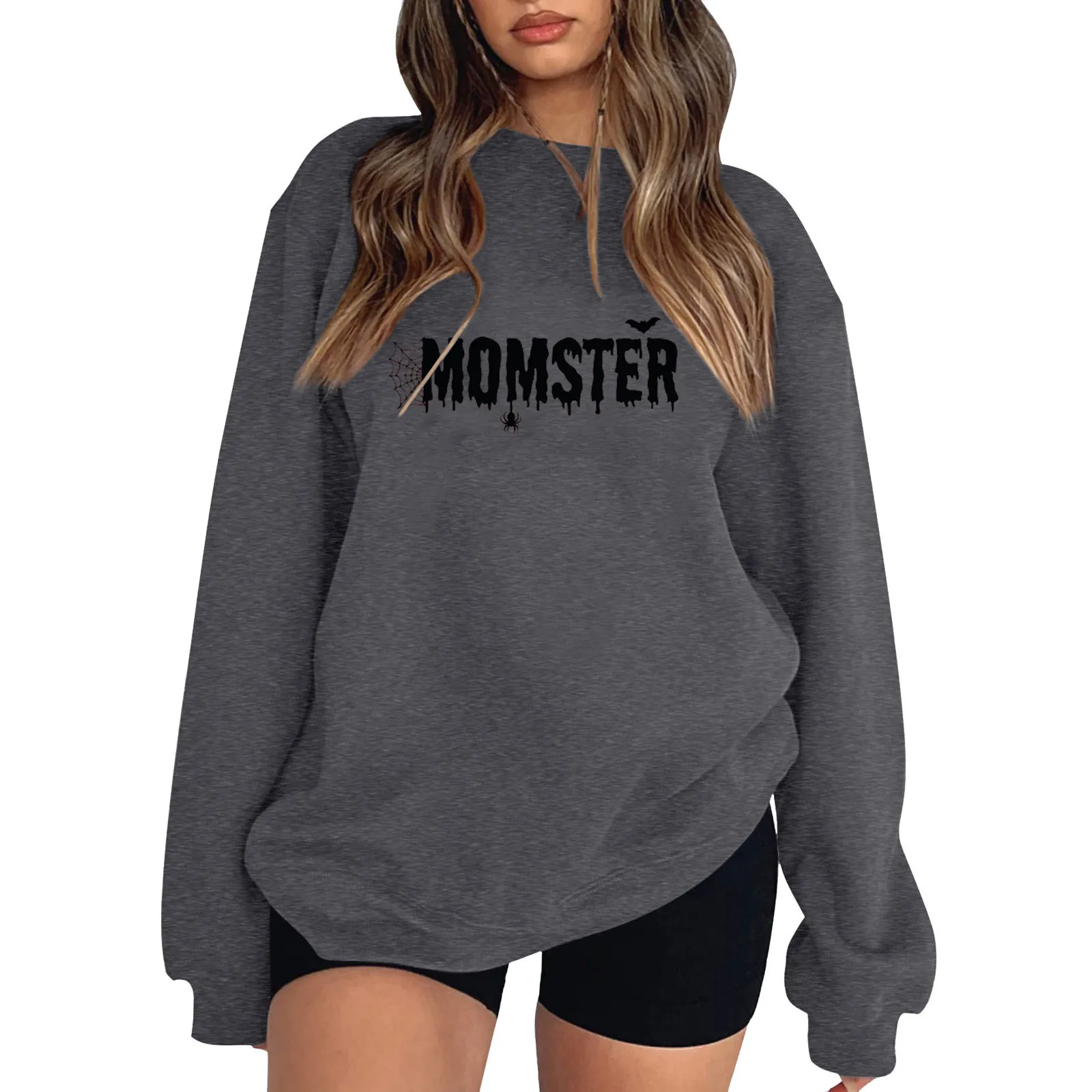 Women's Vintage Halloweentown Sweatshirt Halloween Pullover Funny Hoodies Long Sleeve Loose Crewneck Oversized Sweatshirt Tops