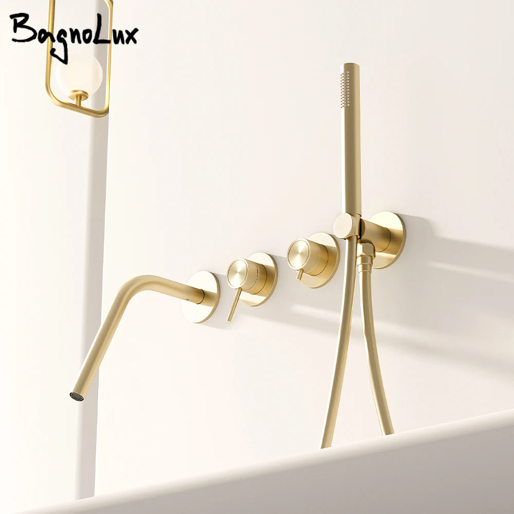 

Настенный смеситель для душа, скрытая коробка, распылитель воды с длинным носом, портативный ручной смеситель для душа, встроенный кран для горячей и холодной воды в ванную комнату