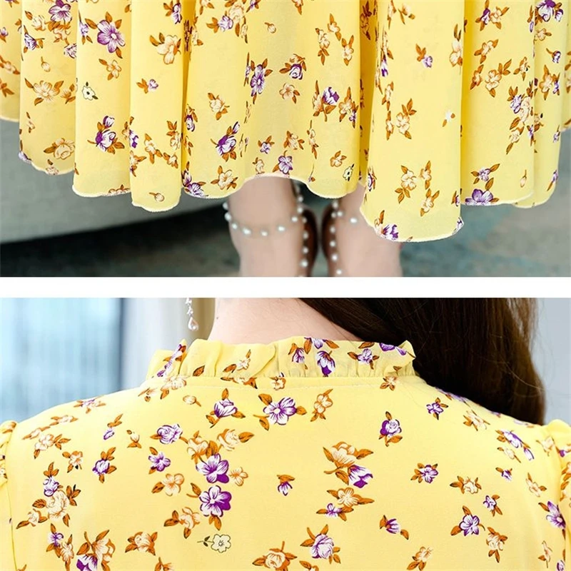 Women Clothing Yellow Floral Chiffon Dress Maxi 2024 New Fashion Prom Beach Casual Summer Elegant Party Evening Long Dresses