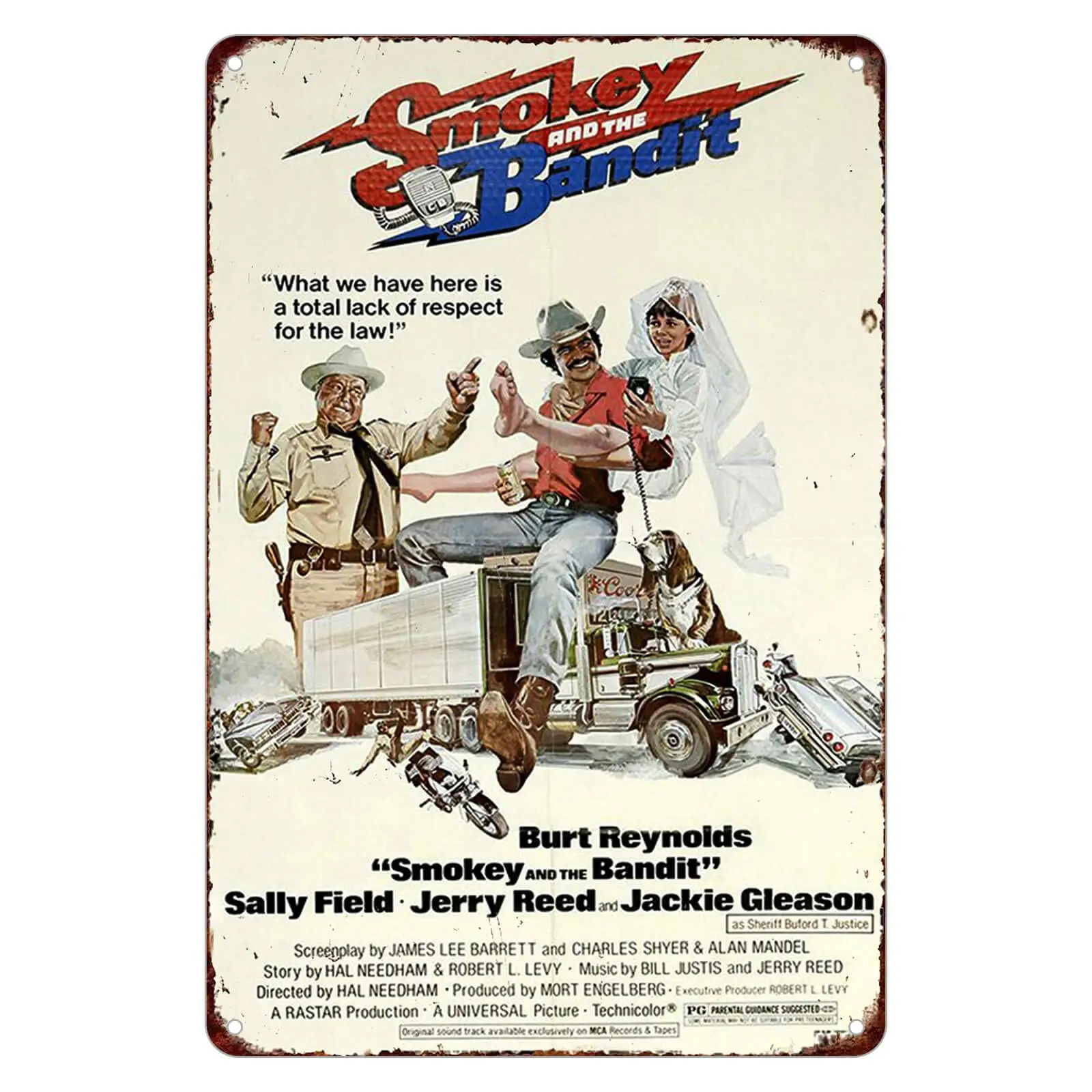 KENSILO Tin Sign Smokey and The Bandit Movie Poster Burt Reynolds Reproduction Metal Sign Metal Sign Vintage 8 x 12 inches sign