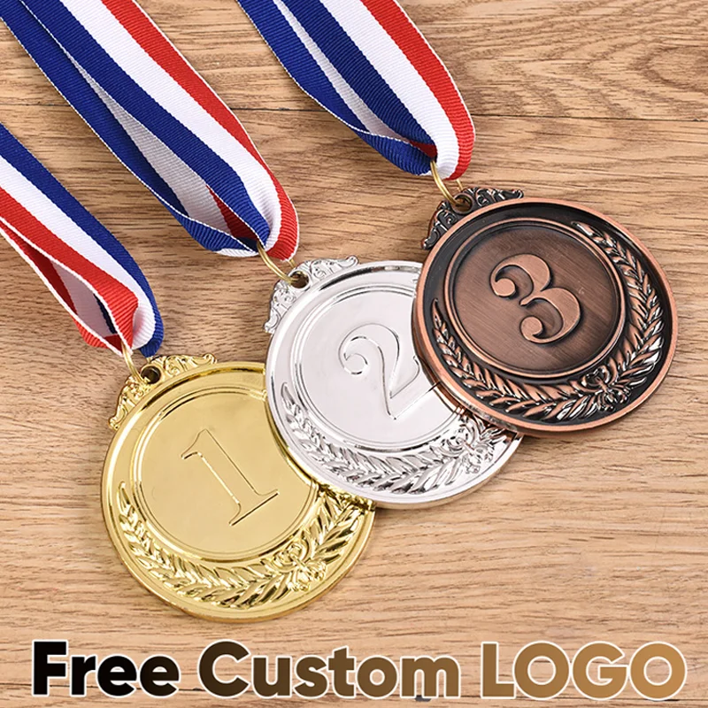 1Pcs Free Personalized Gold Silver Bronze Metal Award Medals Winner Reward Prizes for Sport Academics Cheerleading Competition