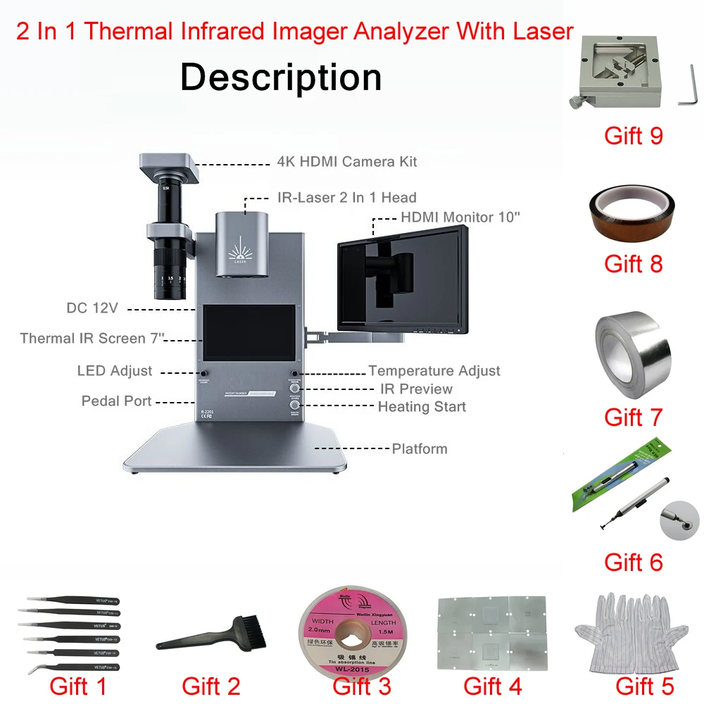 IR777 Intelligent Thermal Infrared Imager Analyzer BGA Rework Station Built-in Laser Heating De-soldering For Mobiles Repair