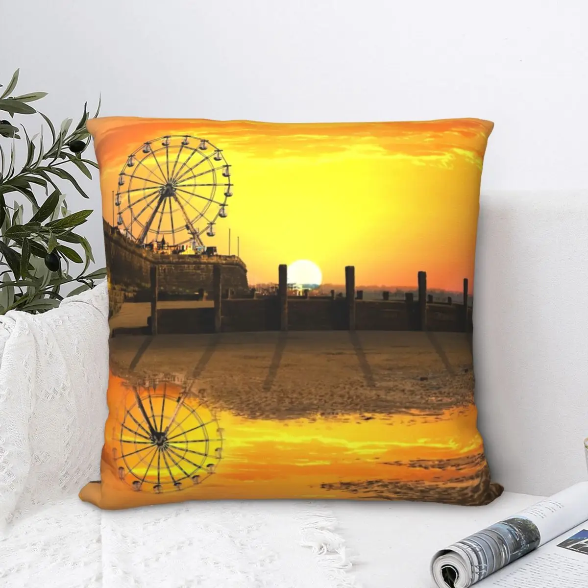 

Bridlington Sunrise Reflection Square Pillowcase Polyester Pillow Cover Velvet Cushion Decor Comfort Throw Pillow For Home Sofa