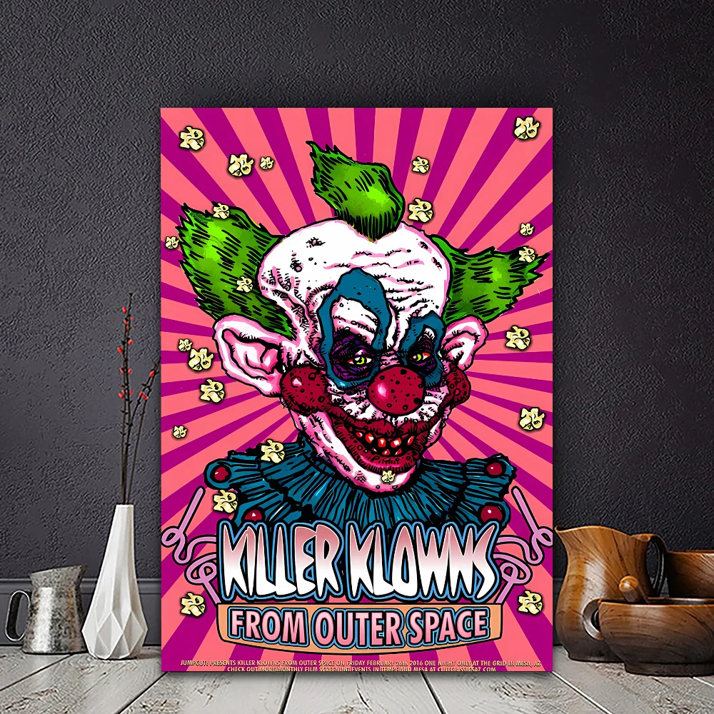 Killer Klowns from Outer Space Self-adhesive Art Poster Whitepaper Sticker DIY Room Bar Cafe Wall Decor