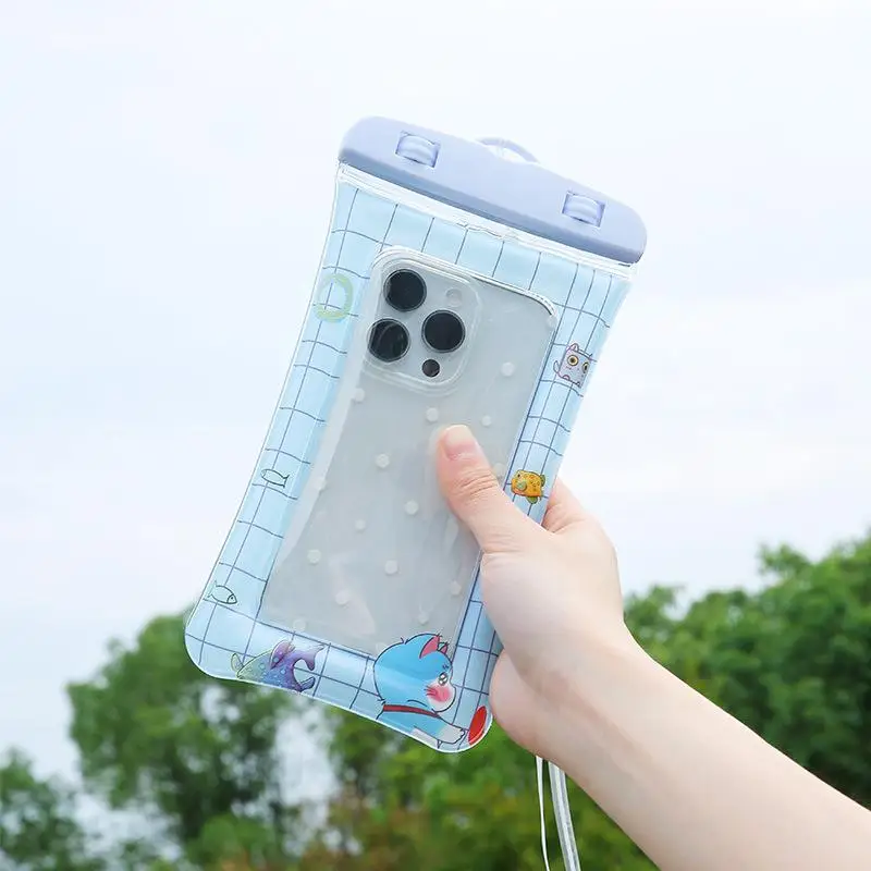 Cartoon Full View Waterproof Case For Phone Underwater Snow Rainforest Transparent Dry Bag Swimming Pouch Big Mobile Phone Cover