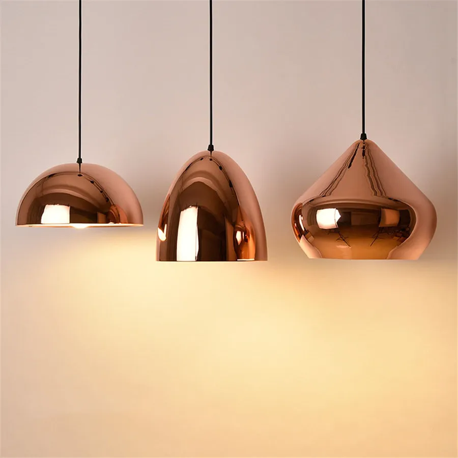 

E27 Electroplated Rose Golden Chandelier Dining Bath Room Mirror Droplight Coffee Shop Bar Counter Pendant Lamp Hanging Light