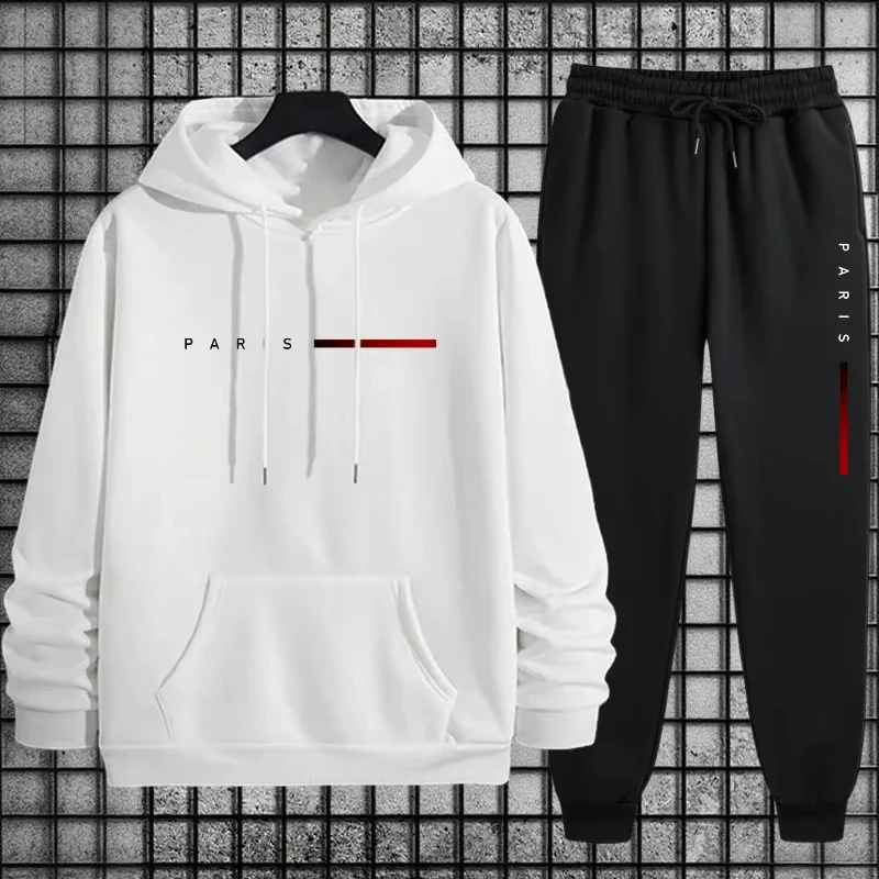 New Men woman Tracksuit Hoodie and Sweatpants Set with Soft Touch Fabric Autumn Winter Male Home Outdoor Comfort Warm Outfit