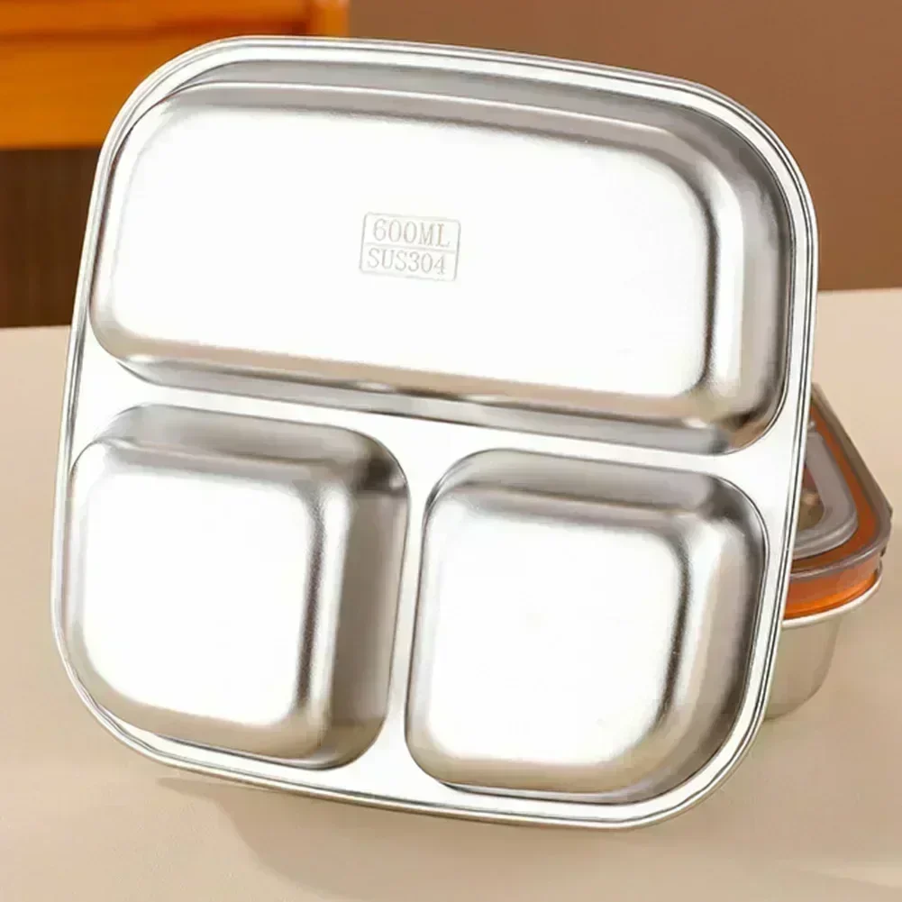 Kids Stainless Steel Lunch Box Metal Container With Leakproof 3 Compartments Suitable For School Or Outdoor Use