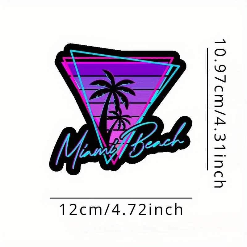 Neon Miami Palm Tree Sticker, Retro 80s Vaporwave Waterproof Vinyl Decal for Car, Truck & Laptop