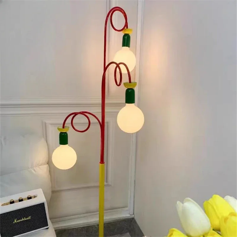 Memphis Floor Lamp Art LED Unique Macaron Standing Light for Children Room Decor Living Room Bedroom Kawaii Mood Lighting