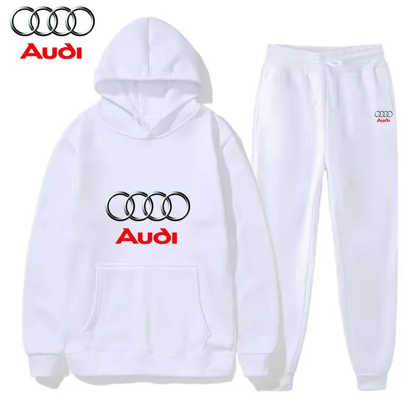 

2026 Men's and Women's Audi Hoodie Set with Velvet Head Hoodie Set Fashion Sports and Leisure Set