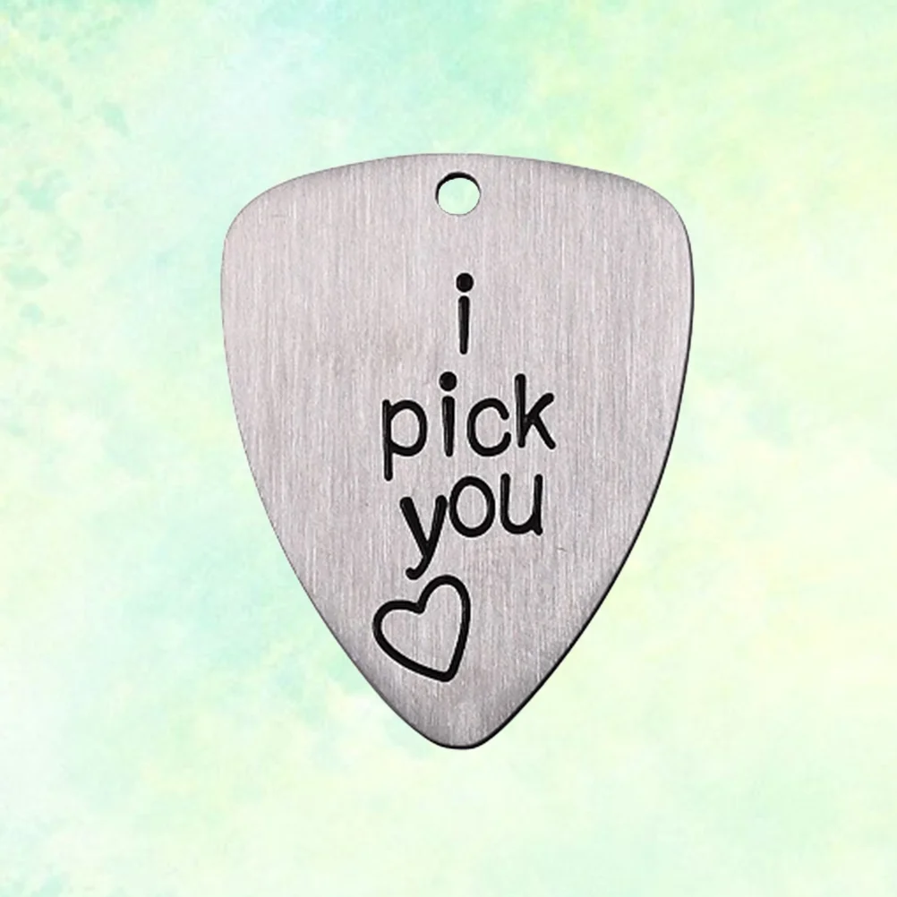 Titanium Steel Carved Guitar Pick I Pick You Letter Carved Ukulele Pick Musical Instrument Accessory