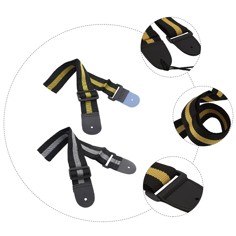 สายสะพายกีตาร์ 2 ชิ้น คุณภาพพรีเมียม ทนทานต่อการสึกหรอ ปลายสายทำจาก PU ปรับได้ ความกว้างเล็กน้อย เหมาะสำหรับกีตาร์เบส สายสะพายไหล่กีตาร์ที่สวมใส่สบาย