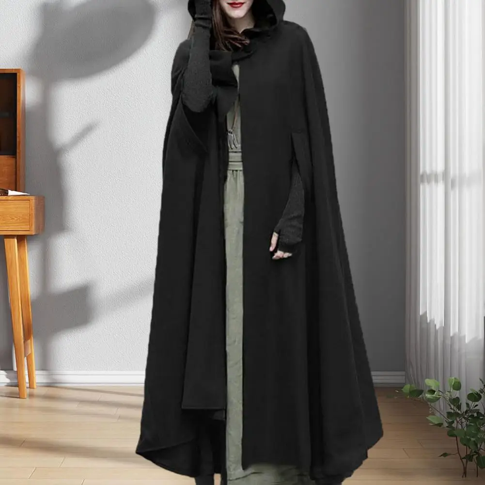 Halloween Gothic Cape Capuchon Bovenkleding Met Capuchon Oversized Effen Kleur Poncho 'S Herfst Wintermantel Cosplay Met Capuchon