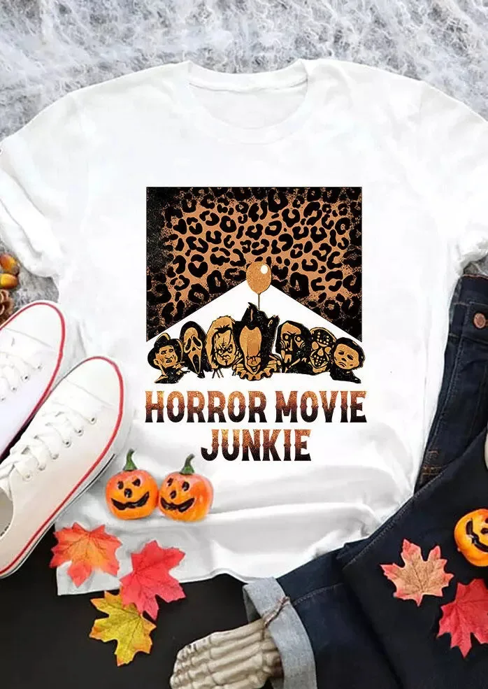 Najlepszy stefen King Horror nadrukowanymi postaciami przyjaciele T Shirt kobiety z kreskówek topy ubrania na Halloween kobiet