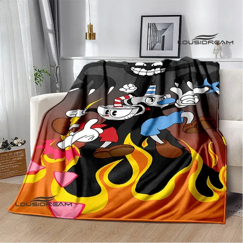 Cuphead cartoon printed Blanket Fashion bed linings white Flannel Warm Blanket Soft Comfortable Blanket Birthday Gift