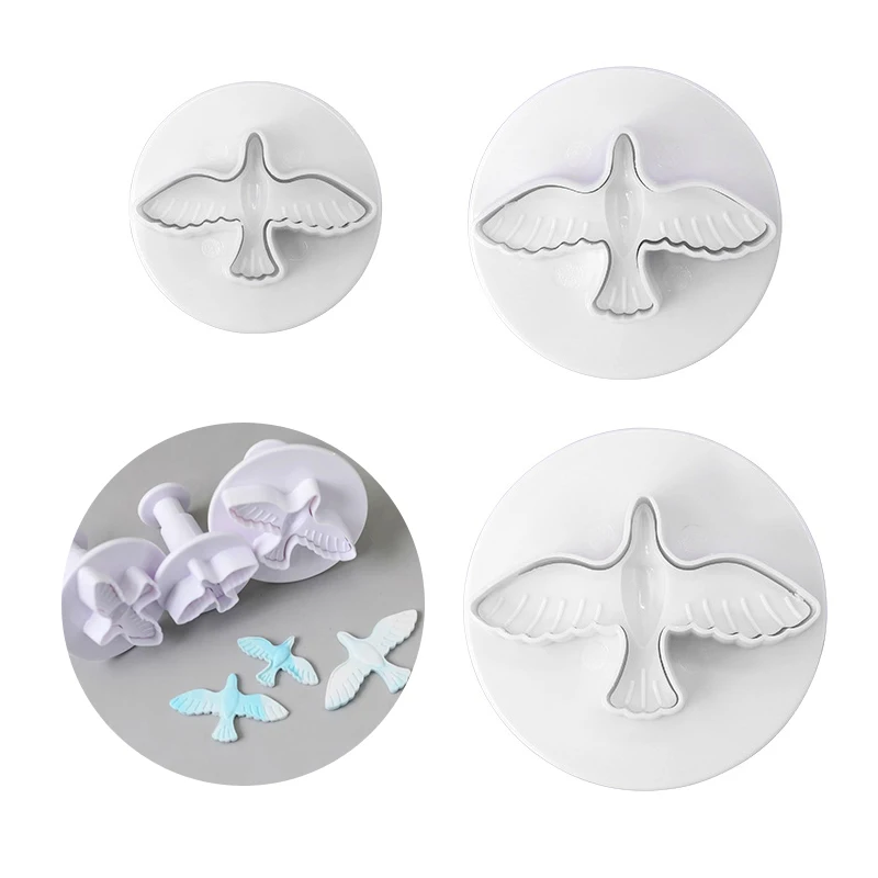 

3pcs Pigeon Bird Plunger Cutter Sugarcraft Cake Decorating Tools DIY Cookie Molds Stamper Baking Accessories Cookie Stamp