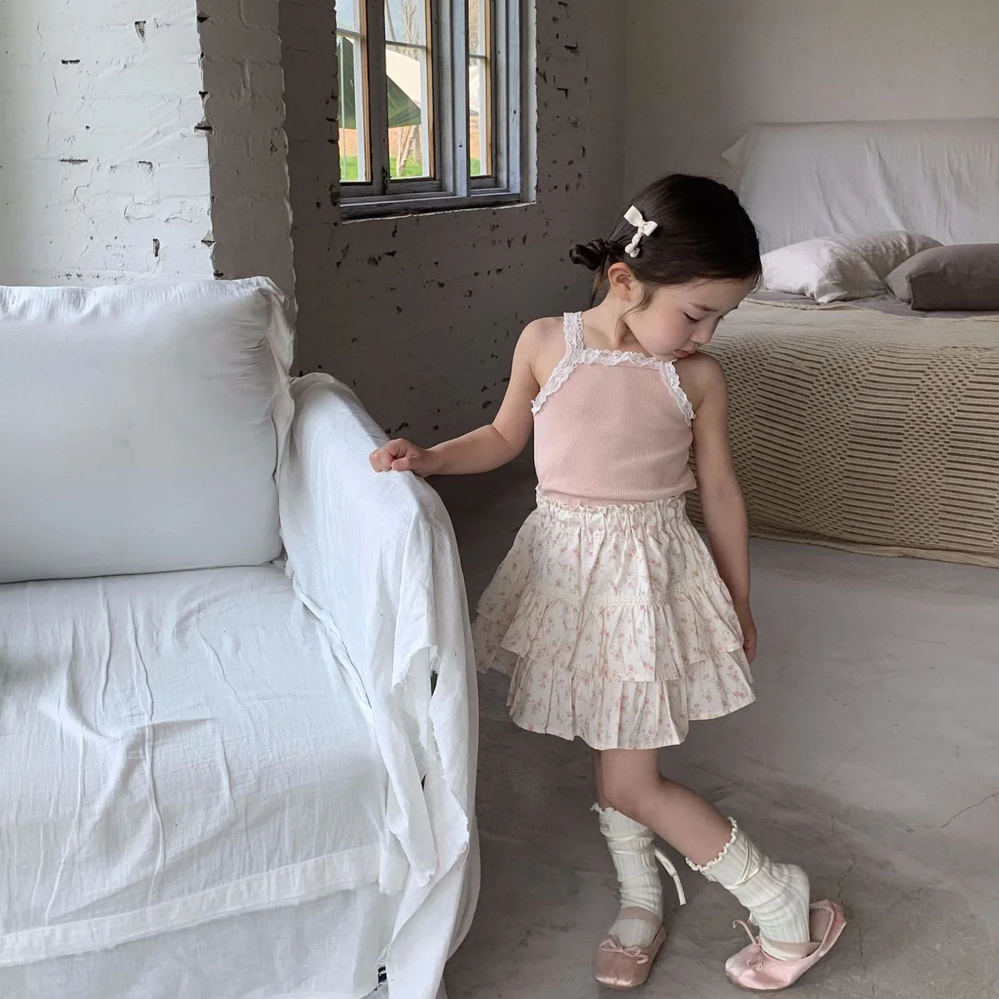 

Girl Clothes Suit 2024 Summer New Children Wear Korean Style Children Wear Girls Lace T-shirt and Skirt Summer 2-piece Set