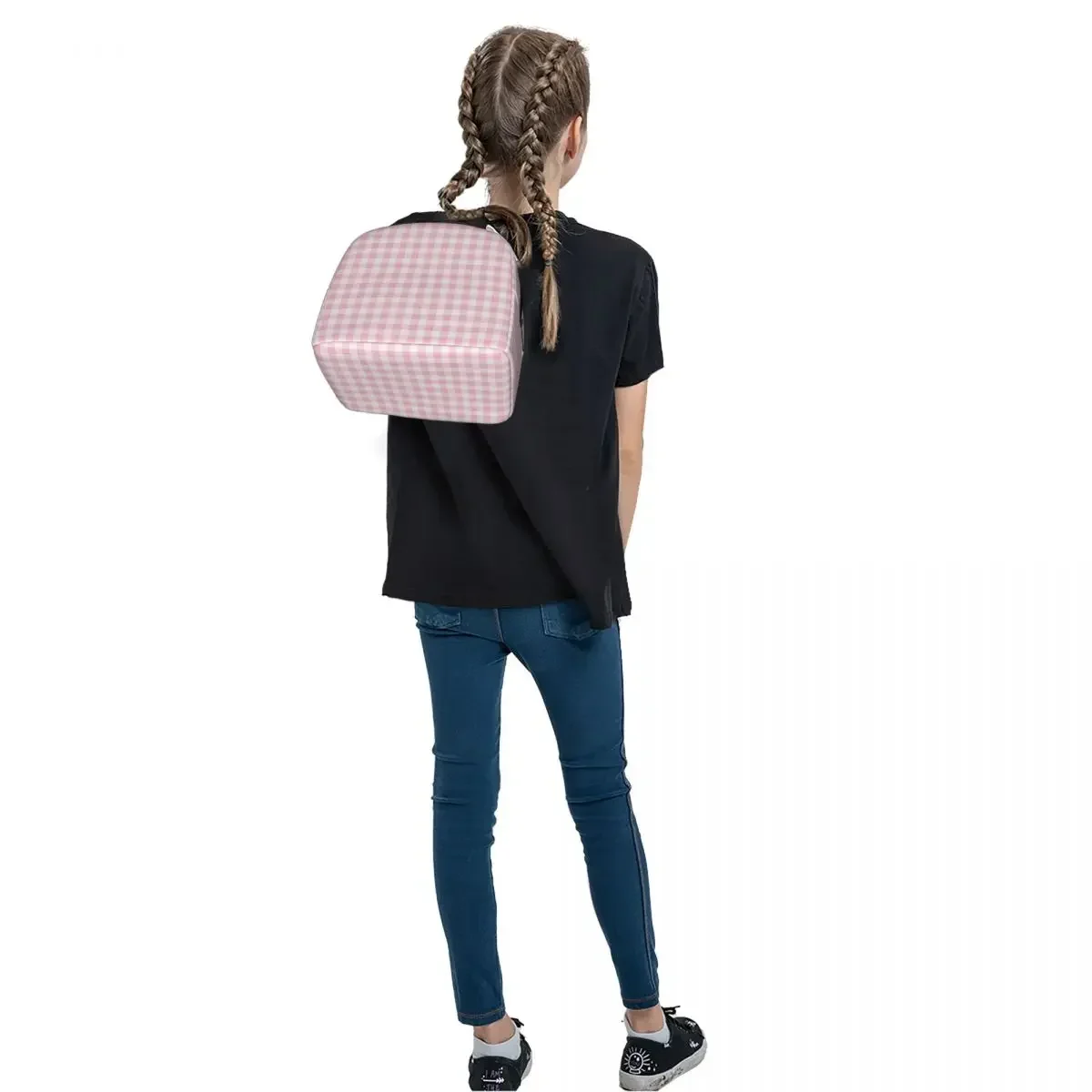 Babydoll Gingham Insulated Lunch Bags Waterproof Picnic Bags Thermal Cooler Lunch Box Lunch Tote for Woman Work Children School