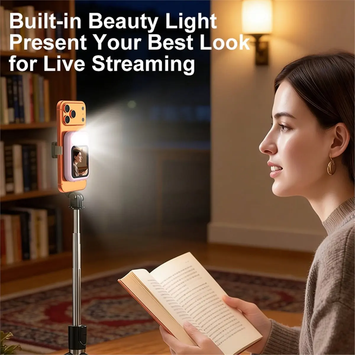 update. Selfie Monitor Screen Magnetic with Fill Light Phone Back Mirroring Rear Camera for Live Stream Vlogging Video Recording