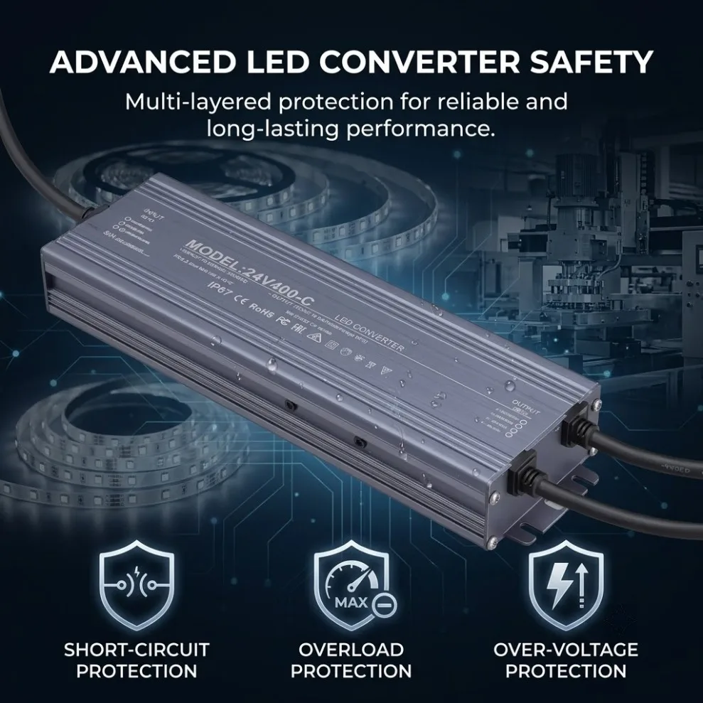 100W 200W 300W 400W 500W IP68 Waterproof LED Driver DC12V/24V Transformer Power Supply Adapter for LED Strip Outdoor Lighting