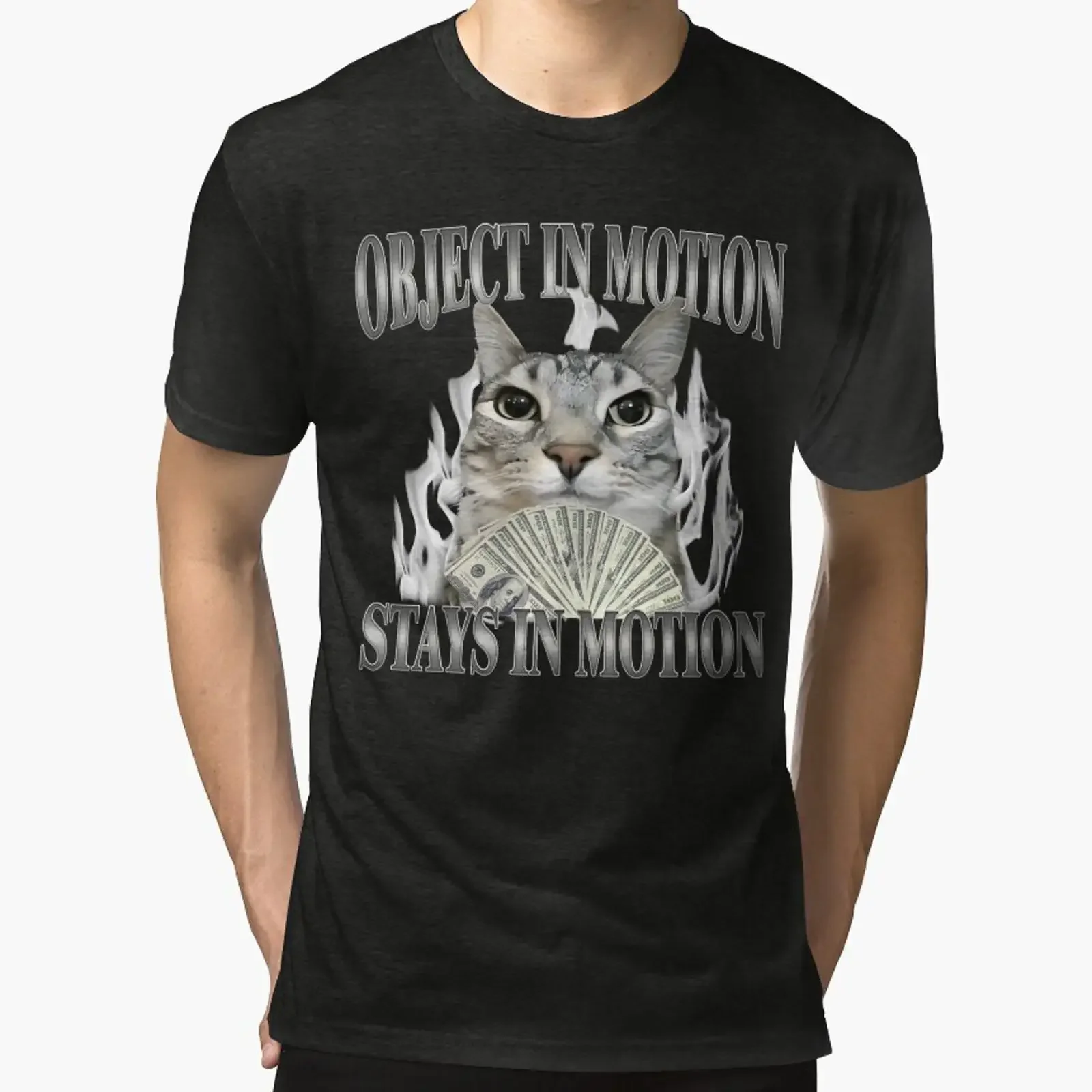Object In Motion Stays Funny Tri blend T Shirt vintage Washed Stretched streetwear graphic Breathable Stylish Soft Versatile