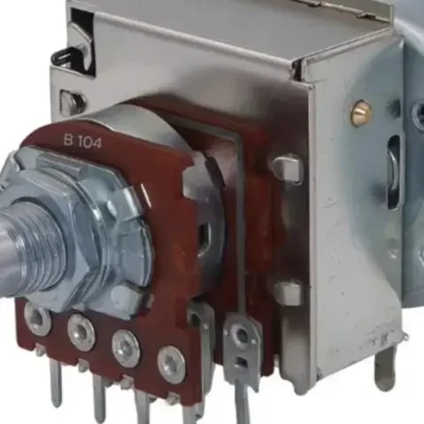 Motor Potentiometer B50K/B100K 25mm Plum Blossom Shaft 8-Pin Motorized Volume Control Dual Gang Stereo Audio