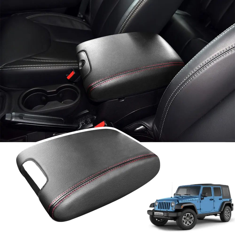 

Подлокотник для центральной консоли автомобиля, мягкий чехол для Jeep Wrangler JK 2011-17, черный тканевый подлокотник, ящик для хранения, декор, защитный коврик