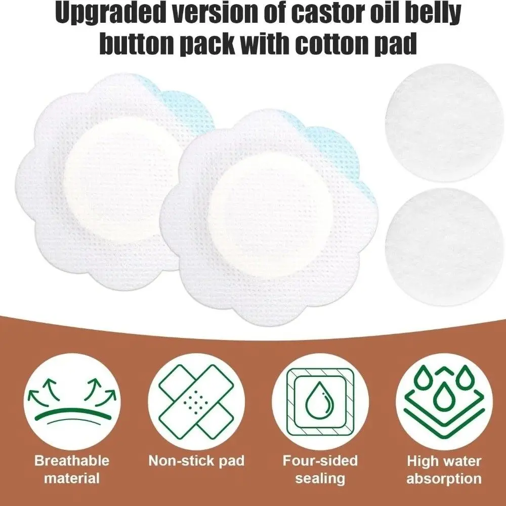 

20 шт., касторовые масляные пластыри с защитой от протечек, дышащие самоклеящиеся подушечки, портативные пластыри для пупка для шеи/плеч/колен