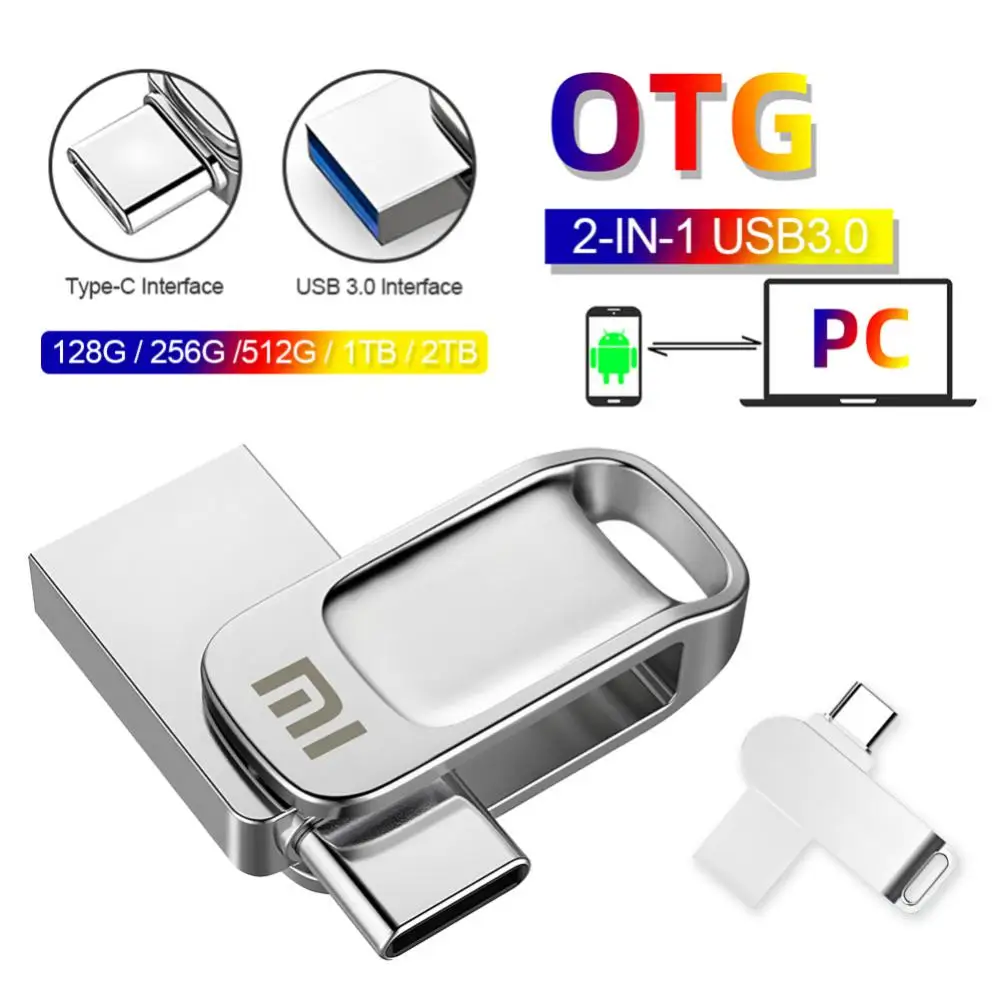 Xiaomi Usb Flash Drive 128gb Memory Stick 512GB For Phone Pendrive 16gb Metal U Disk OTG Pen Drive 32gb Wholesale Free Logo