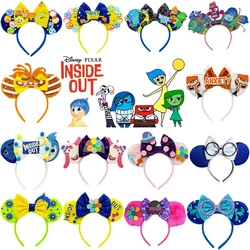 Disney INSIDE OUT Ears Headbands Girl Pixar Feels ANXIETY Sequins Bow Hair Accessories Women Cartoon Joy Hairband for Kids Party
