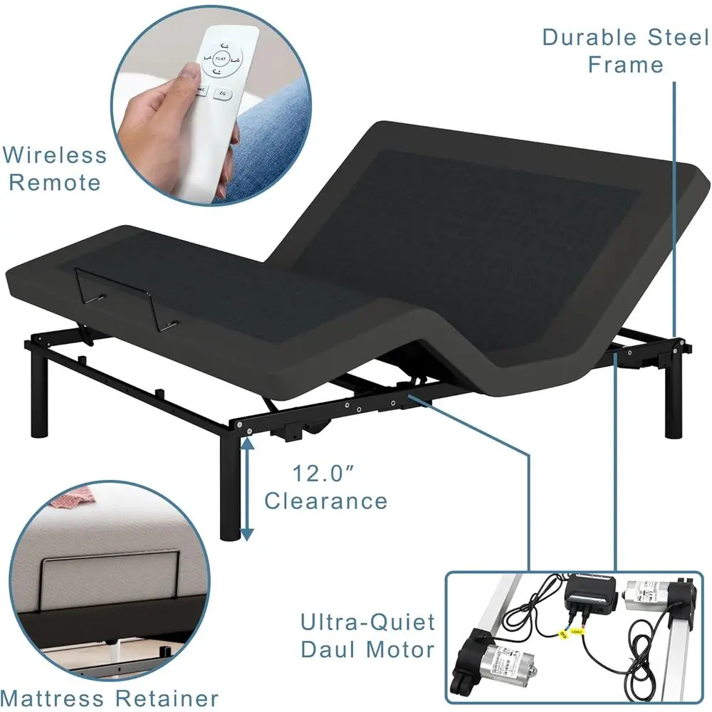 FARDLIFE Queen Adjustable Bed Frame with Wireless Remote, Dual Motors, Thick Edge
