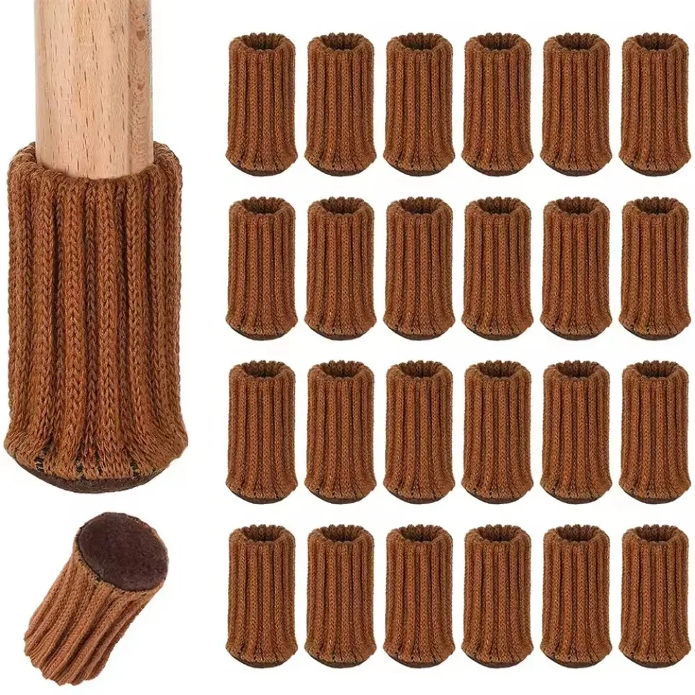 24 stuks stille gebreide meubelpoten sok vilt basis elastische vloerbeschermer slijtvaste universele stoelpootafdekking tafel