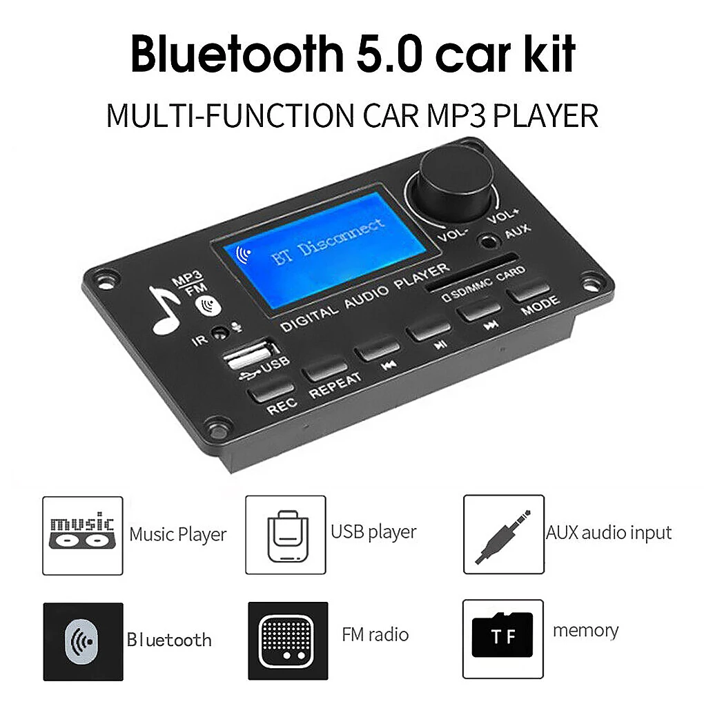 

X40W усилитель 5в-26в MP3-плеер Bluetooth 5,0 декодер плата автомобильный модуль FM-радио Поддержка TF USB AUX 3,5 WAV запись вызовов