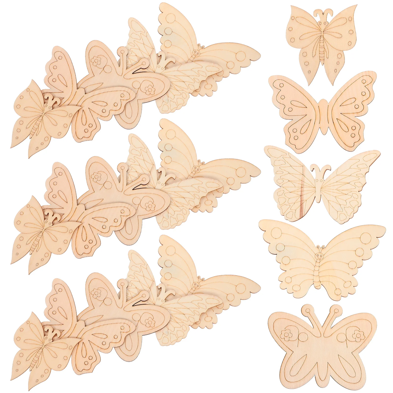 

25 Pcs Wooden Butterfly Pieces Unfinished Wood Cutouts for DIY Crafts Painting Decor Home Kids Party Supplies Slices